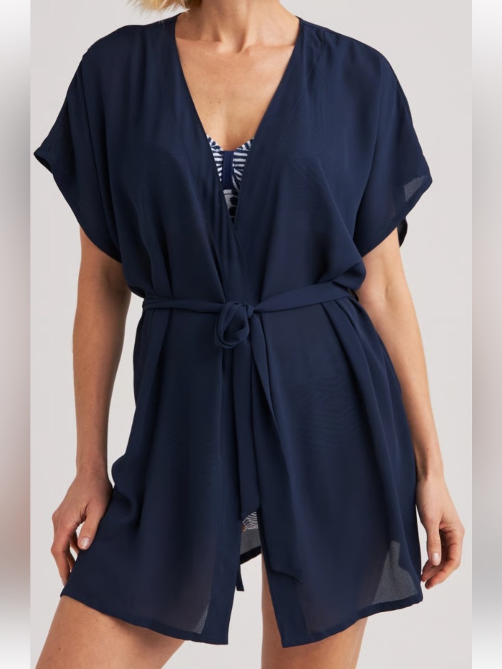 NWT Cover Me Sheer Black Beach Cover Up XL Tie Front Swimsuit Coverup Kimono